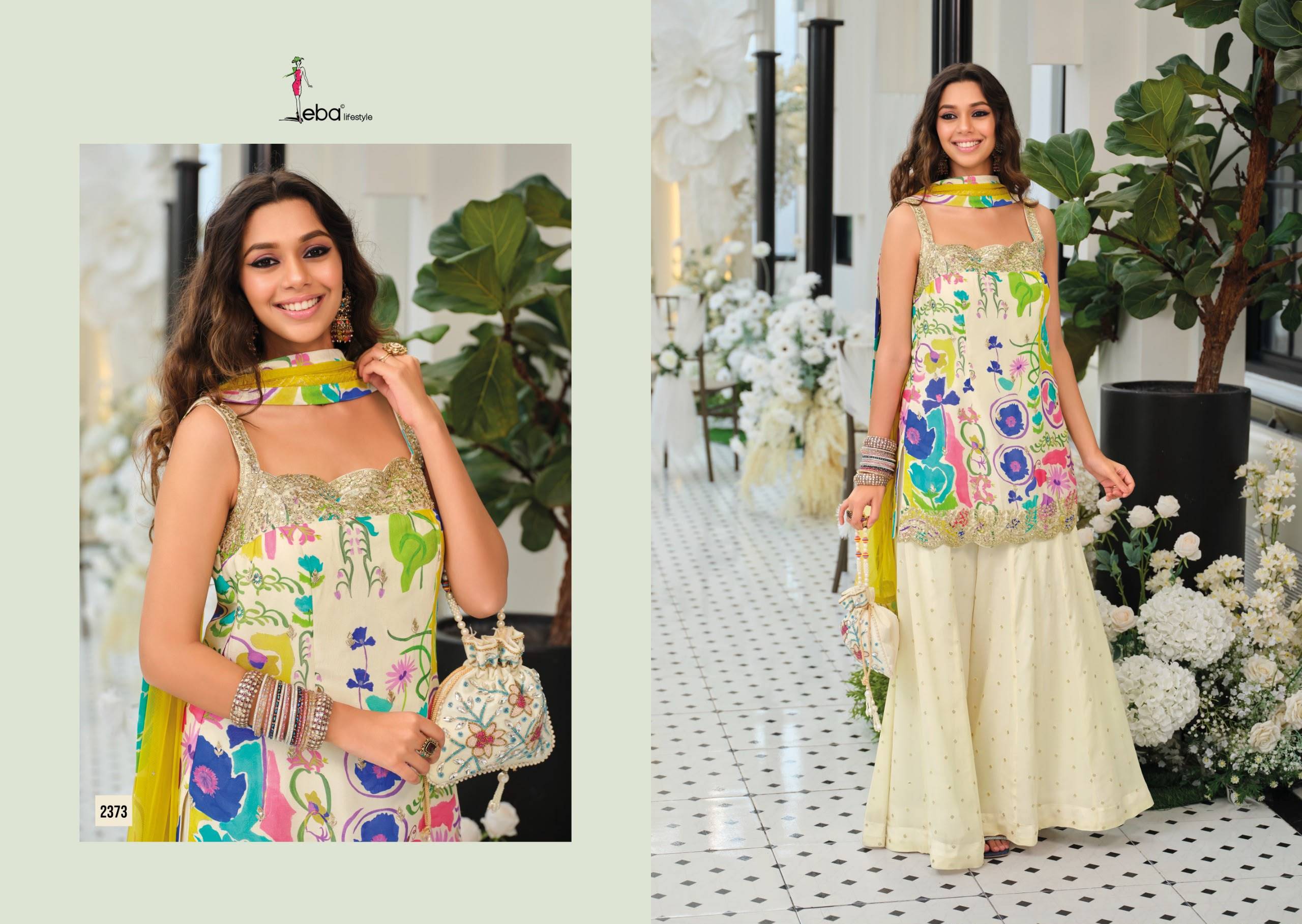 DHEL BY EBA LIFESTYLE 2373 Series Beautiful Festive Suits Colorful Stylish Hevy chinon Sharara Suit At Wholesale Price